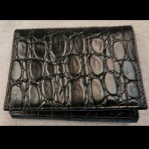 Bosca - Tri-fold Crocodile Skin Embossed Wallet - BLK - NWTs